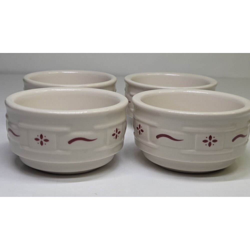 Set Of 4 Woven Traditions Red by Longaberger Custard Dip Bowls Fruit Dessert - Picture 2 of 10